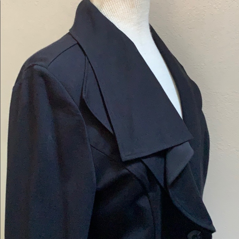 Awesome Asymmetrical Collared Fitted Knit Blazer - image 4